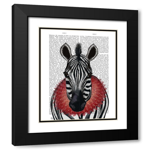 Zebra and Red Ruff Black Modern Wood Framed Art Print with Double Matting by Fab Funky