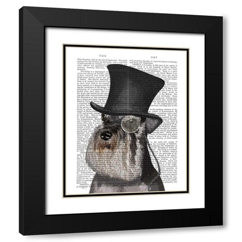 Schnauzer, Formal Hound and Hat Black Modern Wood Framed Art Print with Double Matting by Fab Funky