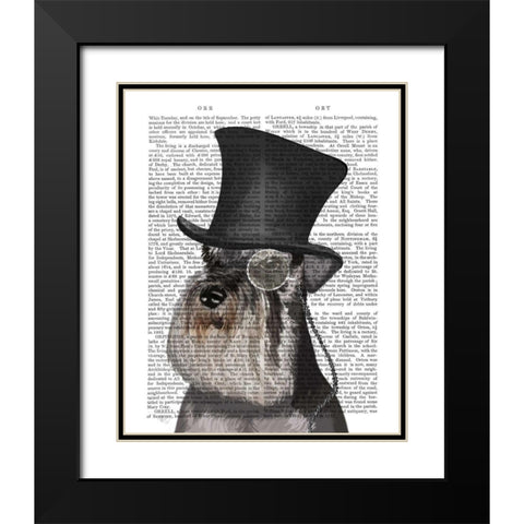Schnauzer, Formal Hound and Hat Black Modern Wood Framed Art Print with Double Matting by Fab Funky