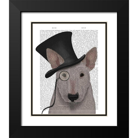 Bull Terrier, Formal Hound and Hat Black Modern Wood Framed Art Print with Double Matting by Fab Funky