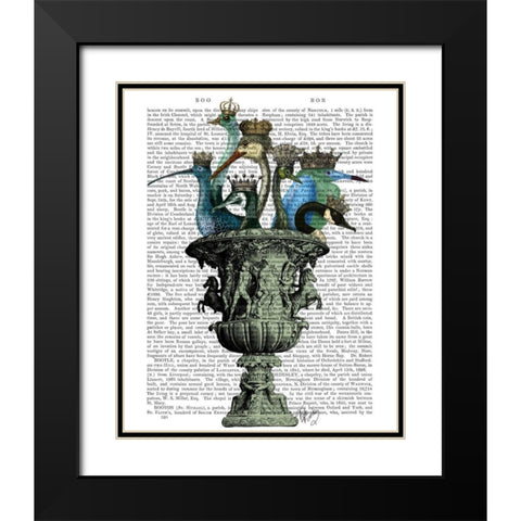 Bird Bath Black Modern Wood Framed Art Print with Double Matting by Fab Funky