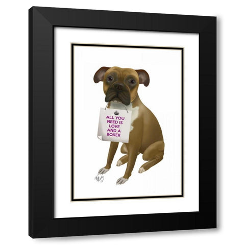 Love and Boxer Black Modern Wood Framed Art Print with Double Matting by Fab Funky