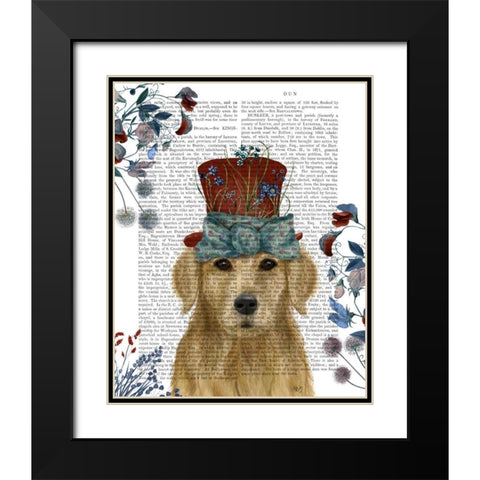 Golden Retriever Milliners Dog Black Modern Wood Framed Art Print with Double Matting by Fab Funky
