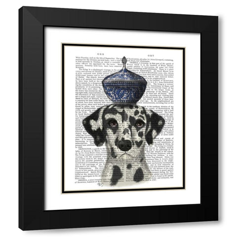 Dalmatian with Blue Vase Black Modern Wood Framed Art Print with Double Matting by Fab Funky