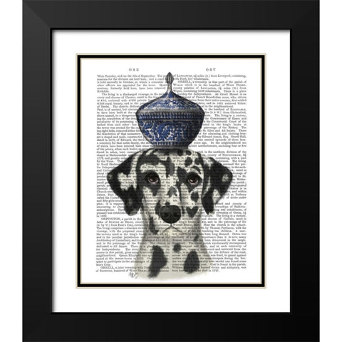 Dalmatian with Blue Vase Black Modern Wood Framed Art Print with Double Matting by Fab Funky