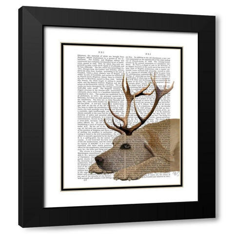 Labrador with Antlers Black Modern Wood Framed Art Print with Double Matting by Fab Funky