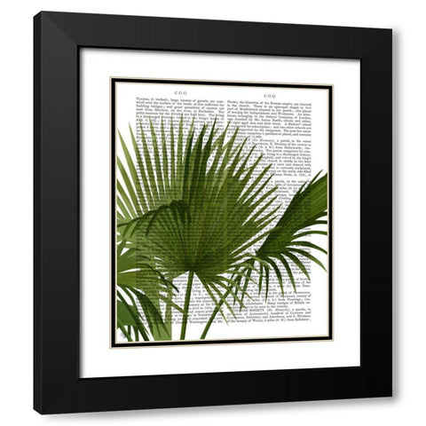 Fan Palm 1, Green on White Black Modern Wood Framed Art Print with Double Matting by Fab Funky