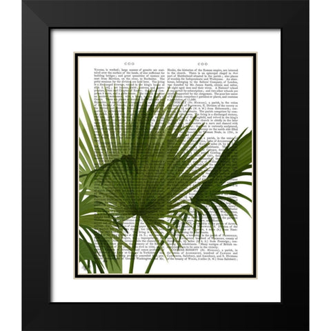 Fan Palm 1, Green on White Black Modern Wood Framed Art Print with Double Matting by Fab Funky