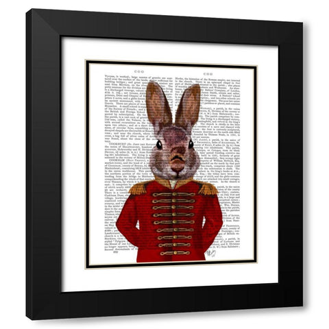 Military Rabbit in Red Black Modern Wood Framed Art Print with Double Matting by Fab Funky