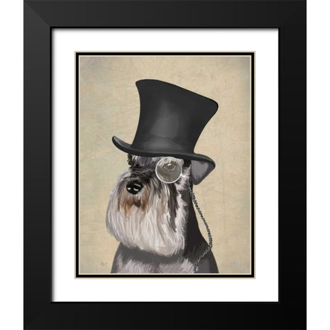 Schnauzer, Formal Hound and Hat Black Modern Wood Framed Art Print with Double Matting by Fab Funky