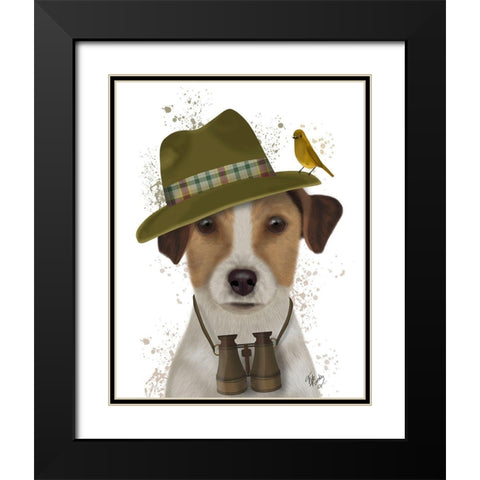 Jack Russell Bird Watcher Black Modern Wood Framed Art Print with Double Matting by Fab Funky