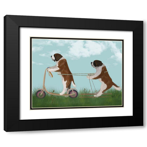 StBernard Scooter Black Modern Wood Framed Art Print with Double Matting by Fab Funky
