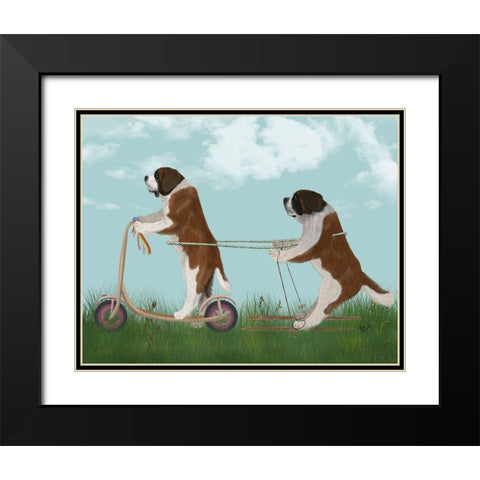 StBernard Scooter Black Modern Wood Framed Art Print with Double Matting by Fab Funky