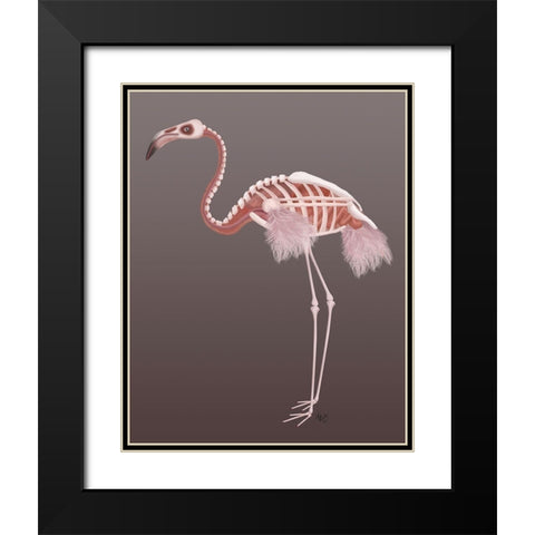 Flamingo Skeleton Black Modern Wood Framed Art Print with Double Matting by Fab Funky