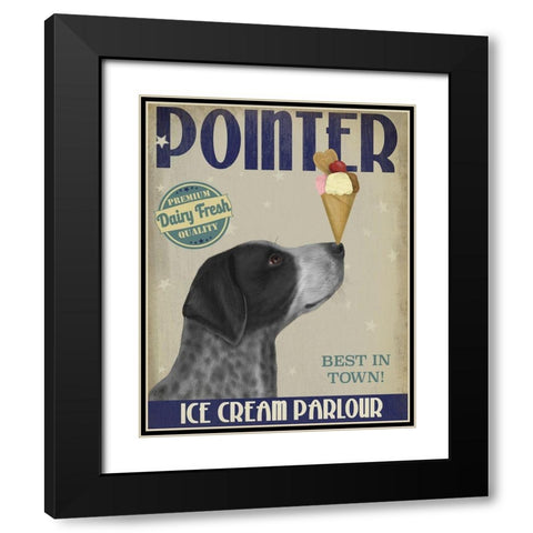 German Shorthaired Pointer Ice Cream, Black Black Modern Wood Framed Art Print with Double Matting by Fab Funky
