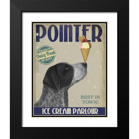 German Shorthaired Pointer Ice Cream, Black Black Modern Wood Framed Art Print with Double Matting by Fab Funky