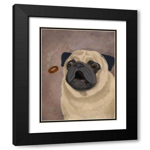 Pug, Catch 1 Black Modern Wood Framed Art Print with Double Matting by Fab Funky