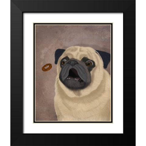 Pug, Catch 1 Black Modern Wood Framed Art Print with Double Matting by Fab Funky