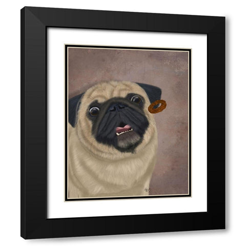 Pug, Catch 2 Black Modern Wood Framed Art Print with Double Matting by Fab Funky