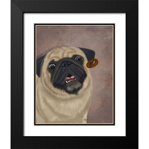 Pug, Catch 2 Black Modern Wood Framed Art Print with Double Matting by Fab Funky