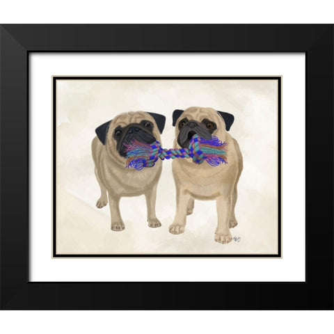 Pugs and Cloth Bone Black Modern Wood Framed Art Print with Double Matting by Fab Funky