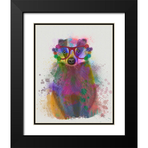 Badger Rainbow Splash Black Modern Wood Framed Art Print with Double Matting by Fab Funky