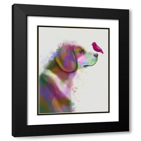 Beagle Rainbow Splash Black Modern Wood Framed Art Print with Double Matting by Fab Funky