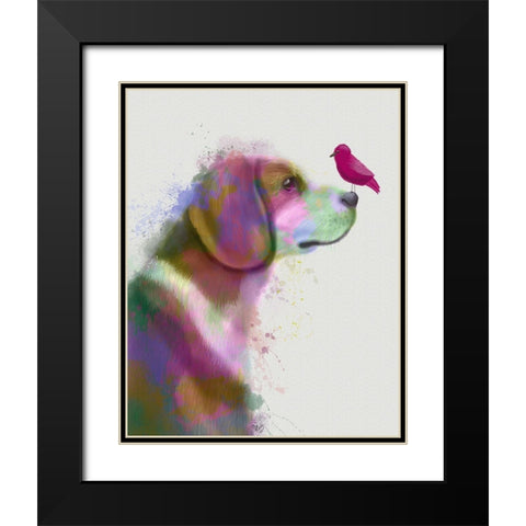 Beagle Rainbow Splash Black Modern Wood Framed Art Print with Double Matting by Fab Funky