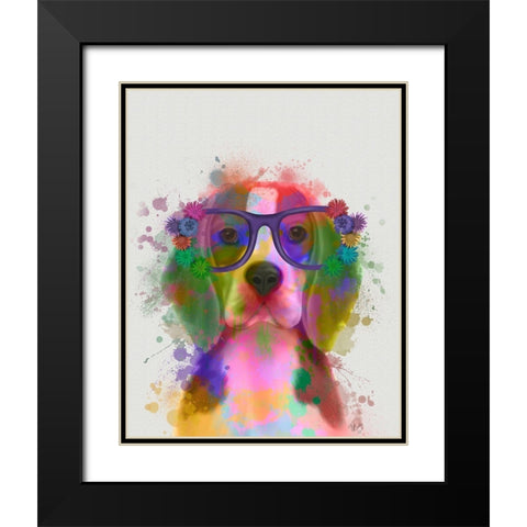 Beagle Rainbow Splash 2 Black Modern Wood Framed Art Print with Double Matting by Fab Funky
