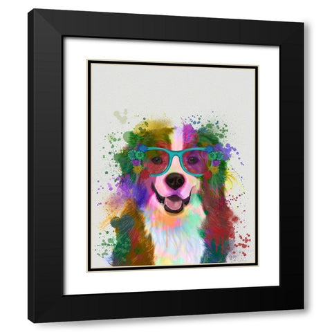 Bernese Rainbow Splash Black Modern Wood Framed Art Print with Double Matting by Fab Funky