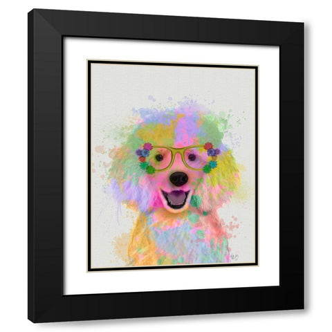 Poodle Rainbow Splash Black Modern Wood Framed Art Print with Double Matting by Fab Funky