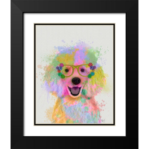 Poodle Rainbow Splash Black Modern Wood Framed Art Print with Double Matting by Fab Funky