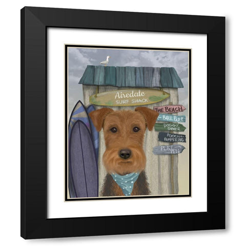 Airedale Surf Shack Black Modern Wood Framed Art Print with Double Matting by Fab Funky