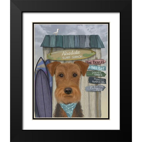 Airedale Surf Shack Black Modern Wood Framed Art Print with Double Matting by Fab Funky