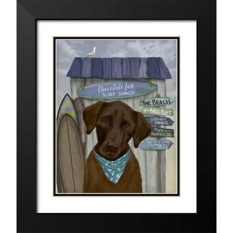 Chocolate Labrador Surf Shack Black Modern Wood Framed Art Print with Double Matting by Fab Funky