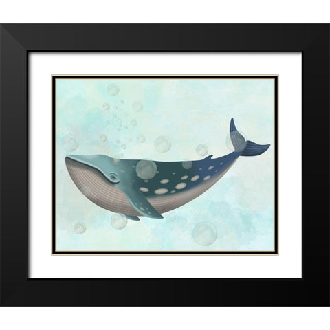 Whale Bubbles 1 Black Modern Wood Framed Art Print with Double Matting by Fab Funky