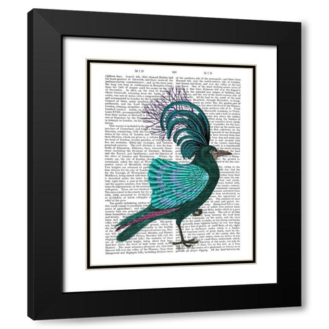 Blue Shell Bird Black Modern Wood Framed Art Print with Double Matting by Fab Funky