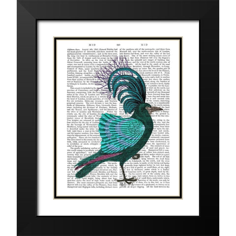 Blue Shell Bird Black Modern Wood Framed Art Print with Double Matting by Fab Funky