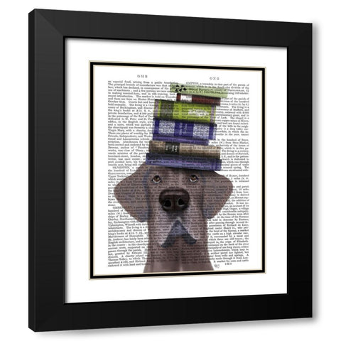 Great Dane and Books Black Modern Wood Framed Art Print with Double Matting by Fab Funky