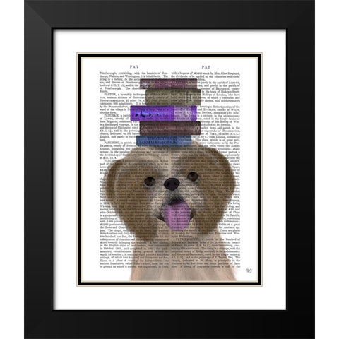 Shih Tsu and Books Black Modern Wood Framed Art Print with Double Matting by Fab Funky
