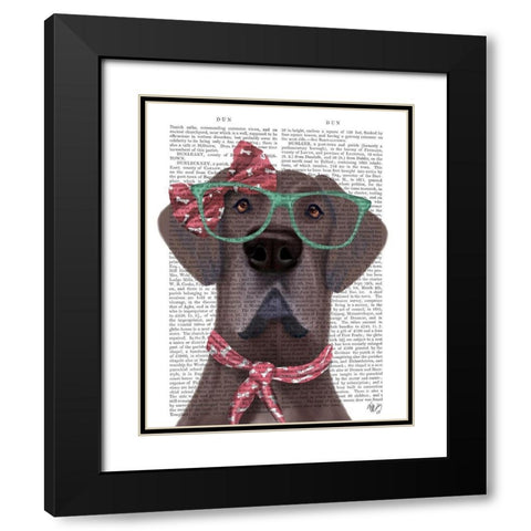 Great Dane with Glasses and Scarf Black Modern Wood Framed Art Print with Double Matting by Fab Funky