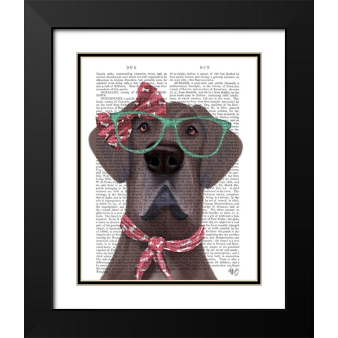 Great Dane with Glasses and Scarf Black Modern Wood Framed Art Print with Double Matting by Fab Funky