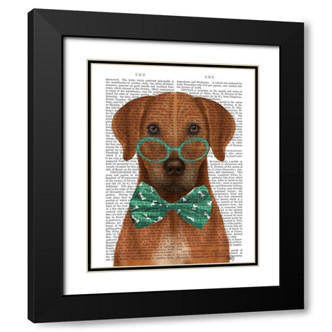 Rhodesian Ridgeback with Glasses and Bow Tie Black Modern Wood Framed Art Print with Double Matting by Fab Funky