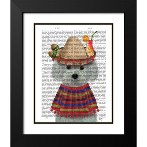 Bichon Frise in Mexican Costume Black Modern Wood Framed Art Print with Double Matting by Fab Funky