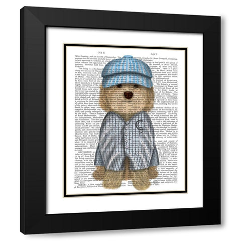 Cockerpoo Baseball Black Modern Wood Framed Art Print with Double Matting by Fab Funky