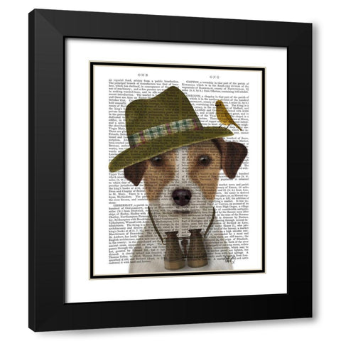 Jack Russell Bird Watcher Black Modern Wood Framed Art Print with Double Matting by Fab Funky