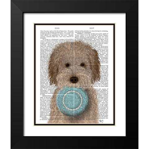Labradoodle, Cream, Food Bowl Black Modern Wood Framed Art Print with Double Matting by Fab Funky