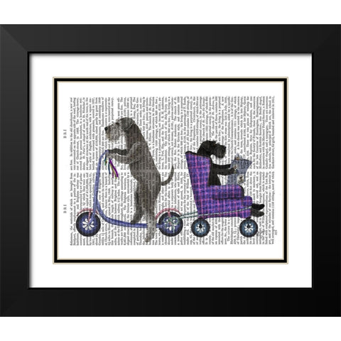 Schnauzer Scooter Black Modern Wood Framed Art Print with Double Matting by Fab Funky