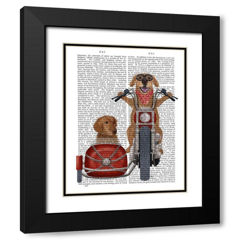 Golden Retriever Chopper and Sidecar Black Modern Wood Framed Art Print with Double Matting by Fab Funky