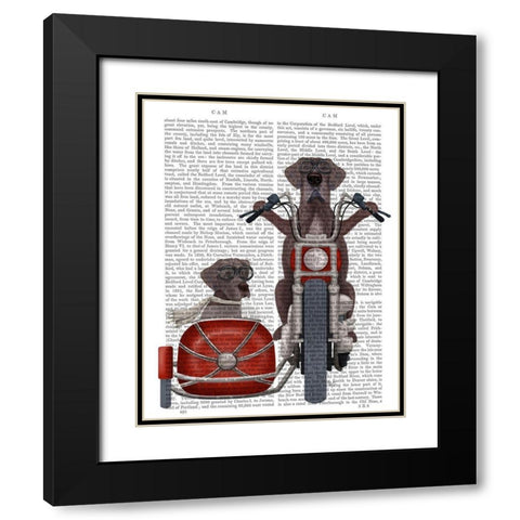 Great Dane Chopper and Sidecar Black Modern Wood Framed Art Print with Double Matting by Fab Funky